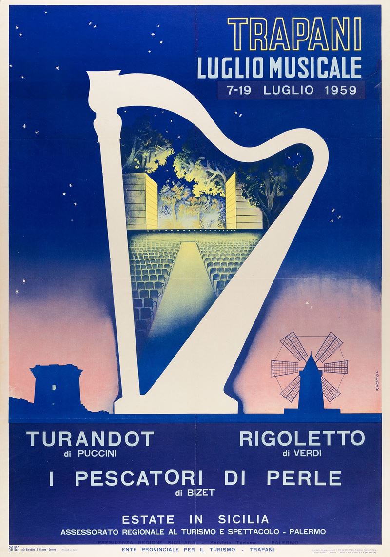 Filippo Romoli : Trapani, Luglio musicale  - Auction POP Culture and Vintage Posters - Cambi Casa d'Aste