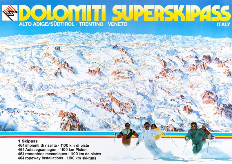 Berann Heinrich Caesar : Dolomiti superskipass  - Auction POP Culture and Vintage Posters - Cambi Casa d'Aste