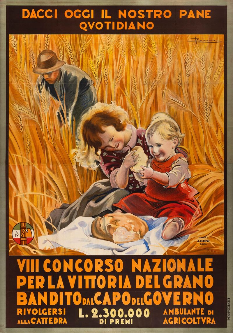 Adolfo Busi : VIII Concorso Nazionale per la Vittoria del Grano   - Auction POP Culture and Vintage Posters - Cambi Casa d'Aste