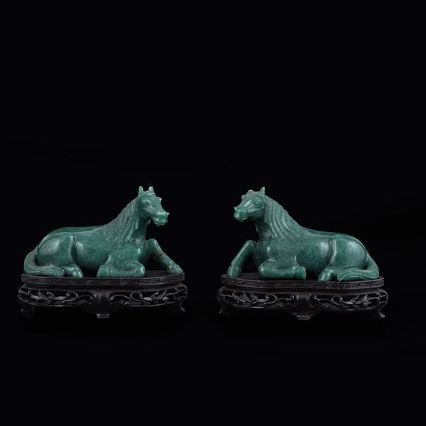 Coppia di cavalli in giada