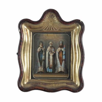 Icona Russa. Tre Santi. XIX Secolo