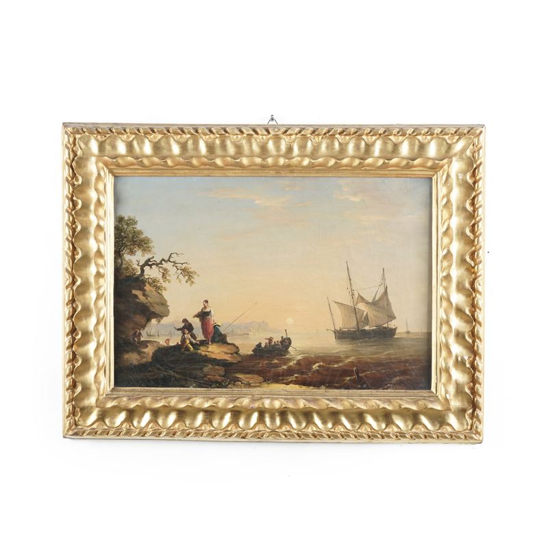 Scuola del XIX secolo Marina  - Olio su tela - Auction Antiques - Cambi Casa d'Aste