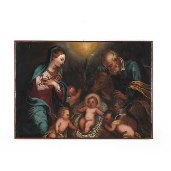 Scuola del XVIII secolo Adorazione del Bambino