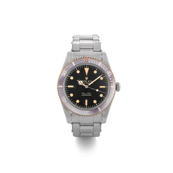 Rolex - Rare Submariner ref 6536 Gilt dial, steel case without crown guards, with original box, circa 1958