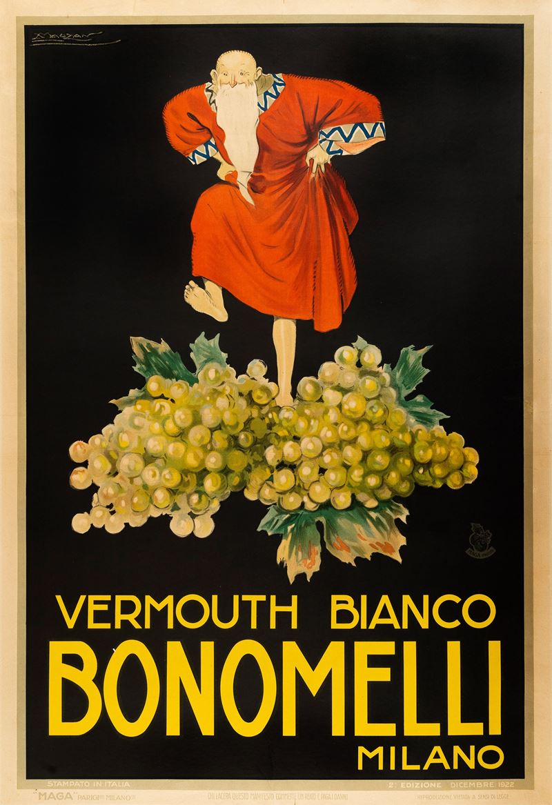 Achille Luciano Mauzan : Vermouth Bianco - Bonomelli Milano  - Auction POP Culture and Vintage Posters - Cambi Casa d'Aste