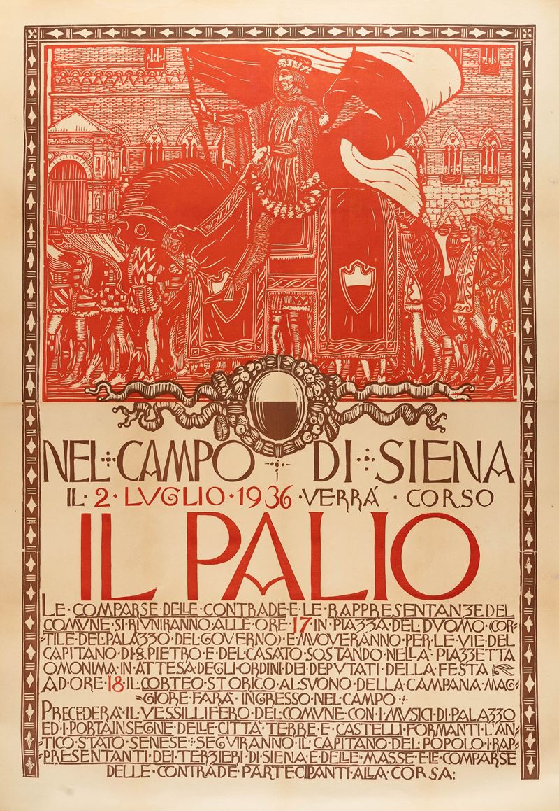 Dario Neri : Il Palio - Siena  - Auction POP Culture and Vintage Posters - Cambi Casa d'Aste