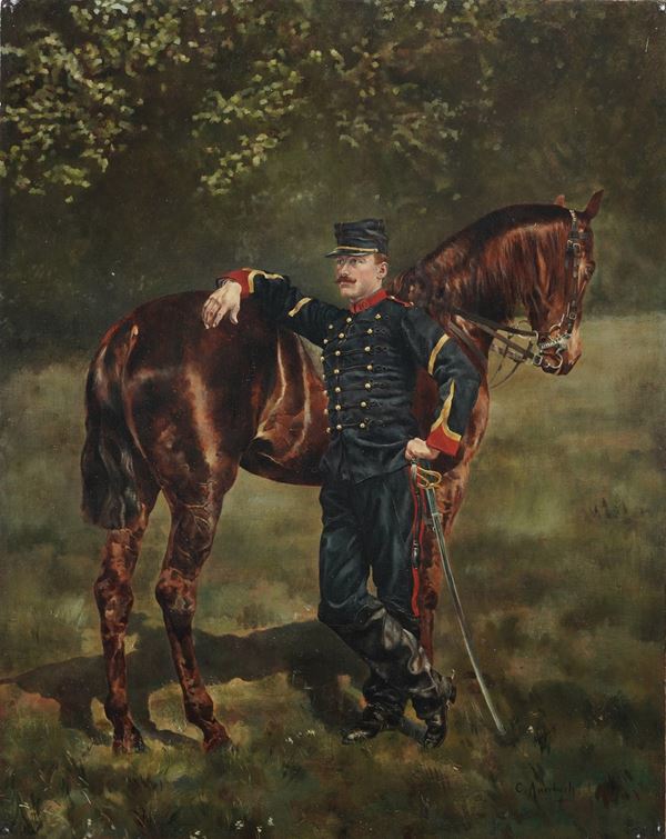 C. Auerbach (XIX-XX secolo) Militare con cavallo