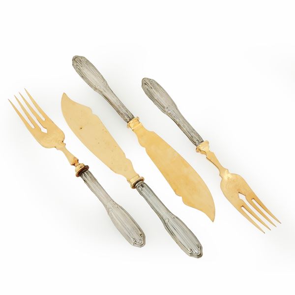 Servizio di posate da pesce. Argenteria italiana della prima metà del XX secolo