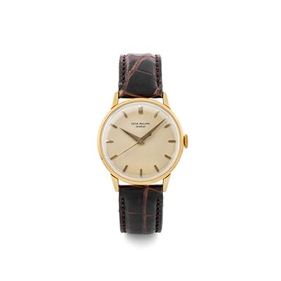 Calatrava Ref 3411 in Oro Giallo 18k, Quadrante Argentè con Indici Applicati, Circa 1960