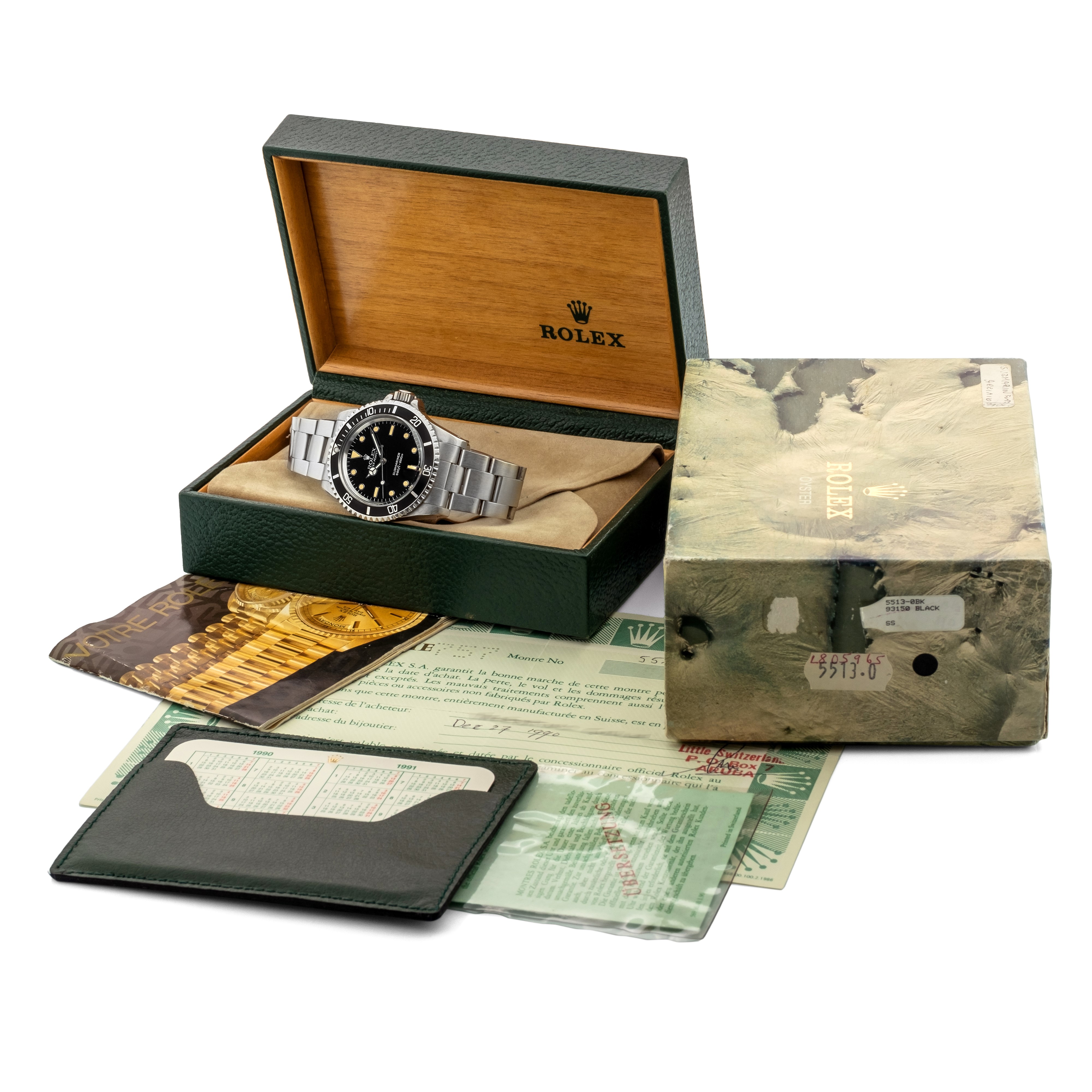 Rolex - Submariner Ref 5513 in Acciaio, Quadrante Nero Bicchierini, con Scatola e Garanzia Origin...