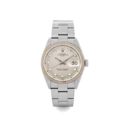 Oyster Perpetual Date Ref 1505 in Acciaio, Quadrante Argentè Indici Trapezoidali, Movimento Autom...