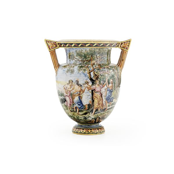 Vaso istoriato. Bologna, Manifattura Minghetti, XX secolo.