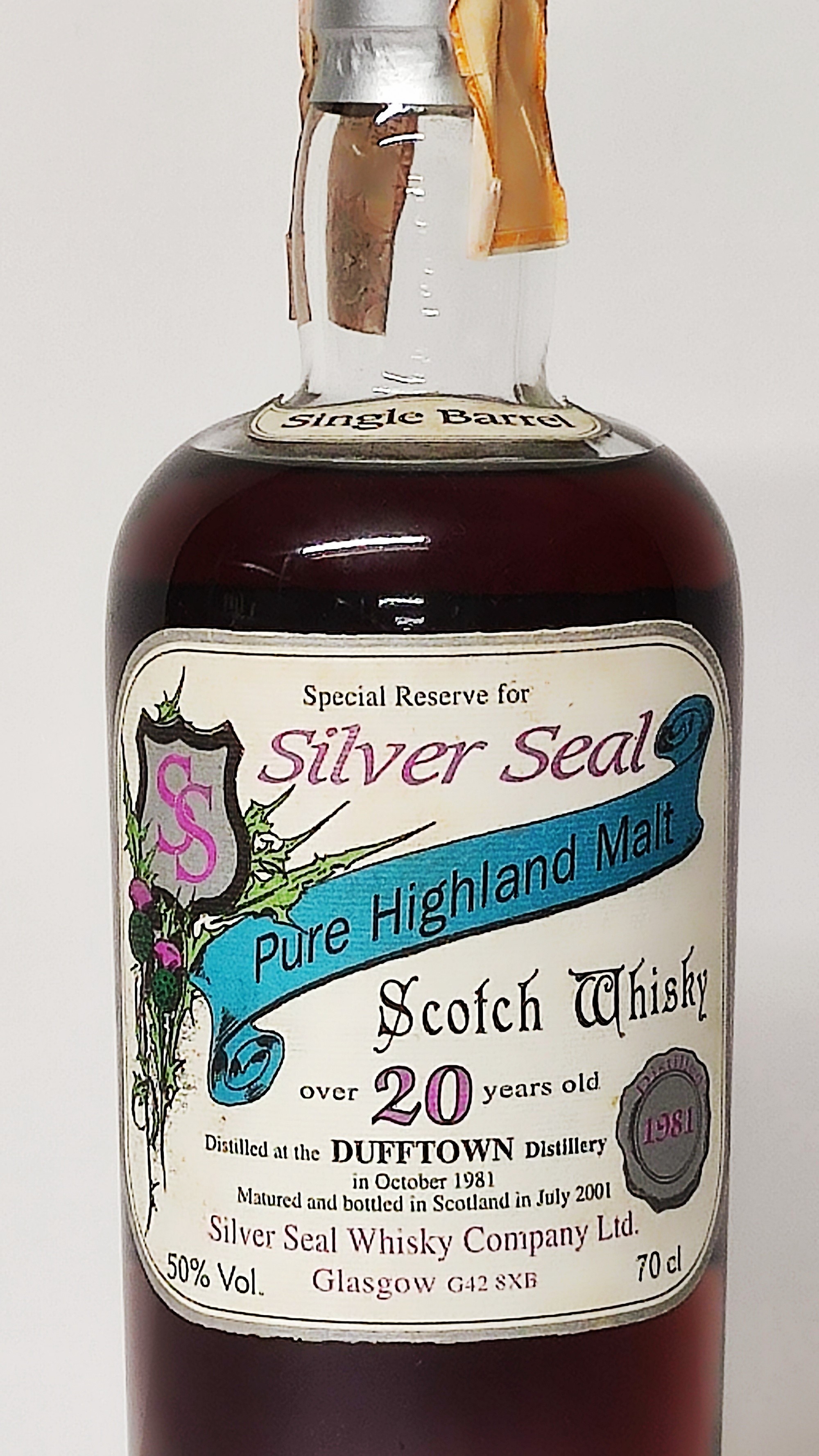 Dufftown Silver Seal 20 Years Old 1981, Pure Highland Malt Scotch Whisky