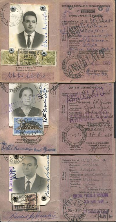 1959-60-61 - Repubblica Italiana - Tre Tessere Postali di Riconoscimento con Tariffa 150 Lire.