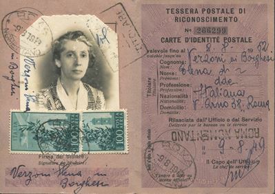 1949 - Repubblica Italiana - Tessera Postale di Riconoscimento Affrancata con Due Francobolli di ...
