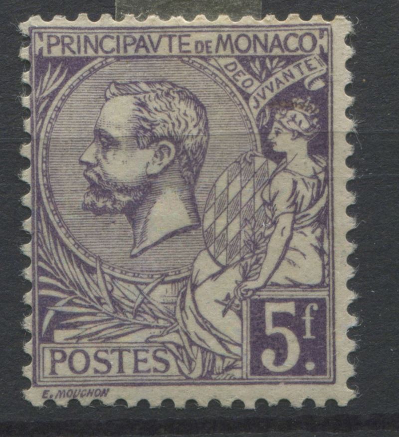 1920 - Principato di Monaco - 5f. viola (Yv. 46).  - Auction Philately and Postal History - Cambi Casa d'Aste