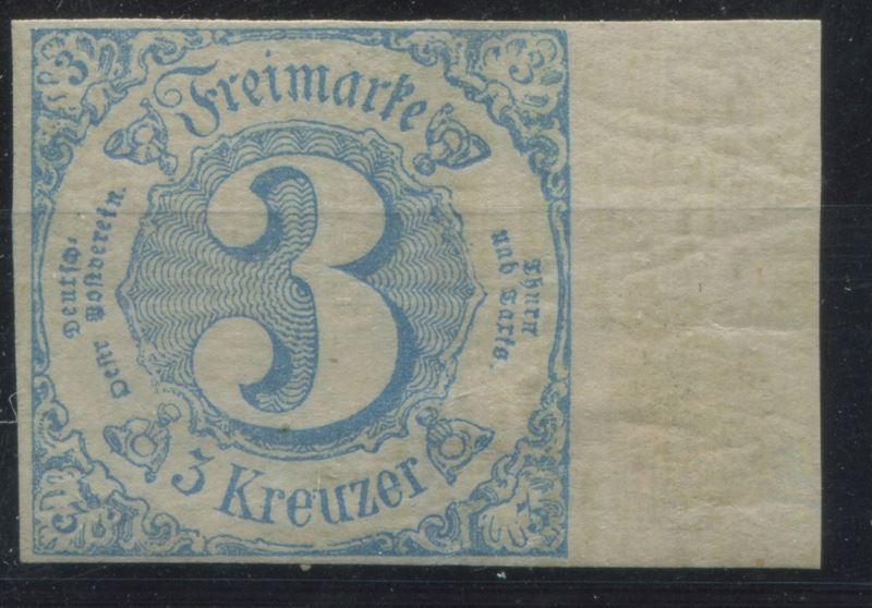 1859 - Antichi Stati Tedeschi - Turn und Taxis - Stati del sud - 3 kreuzer (Unif. 37).  - Asta Filatelia e Storia Postale - Cambi Casa d'Aste