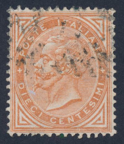 1863 – Regno D’italia – 10 Cent. Ocra Arancio, Tiratura di Londra, Filigrana Lettere 7/10, Usato ...
