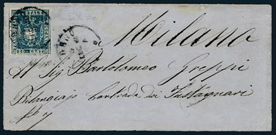 1861 – Toscana – Governo Provvisorio – Frontespizio di Lettera da Livorno a Milano Affrancato con...