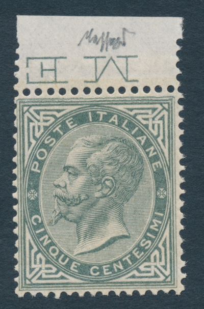 1863 – Regno D’italia – 5 Cent. Grigio Verde, De la Rue, Tiratura di Londra, Gomma Integra, Bdf (...