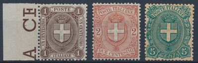 1896-97 – Regno D’italia - Stemma di Savoia, Serie Completa, Gomma Integra (sass. S.9).