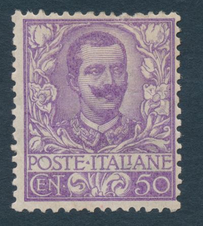 1901 – Regno D’italia – 50 Cent. Malva Serie “floreale” Nuovo Gomma Originale (sass. 76).