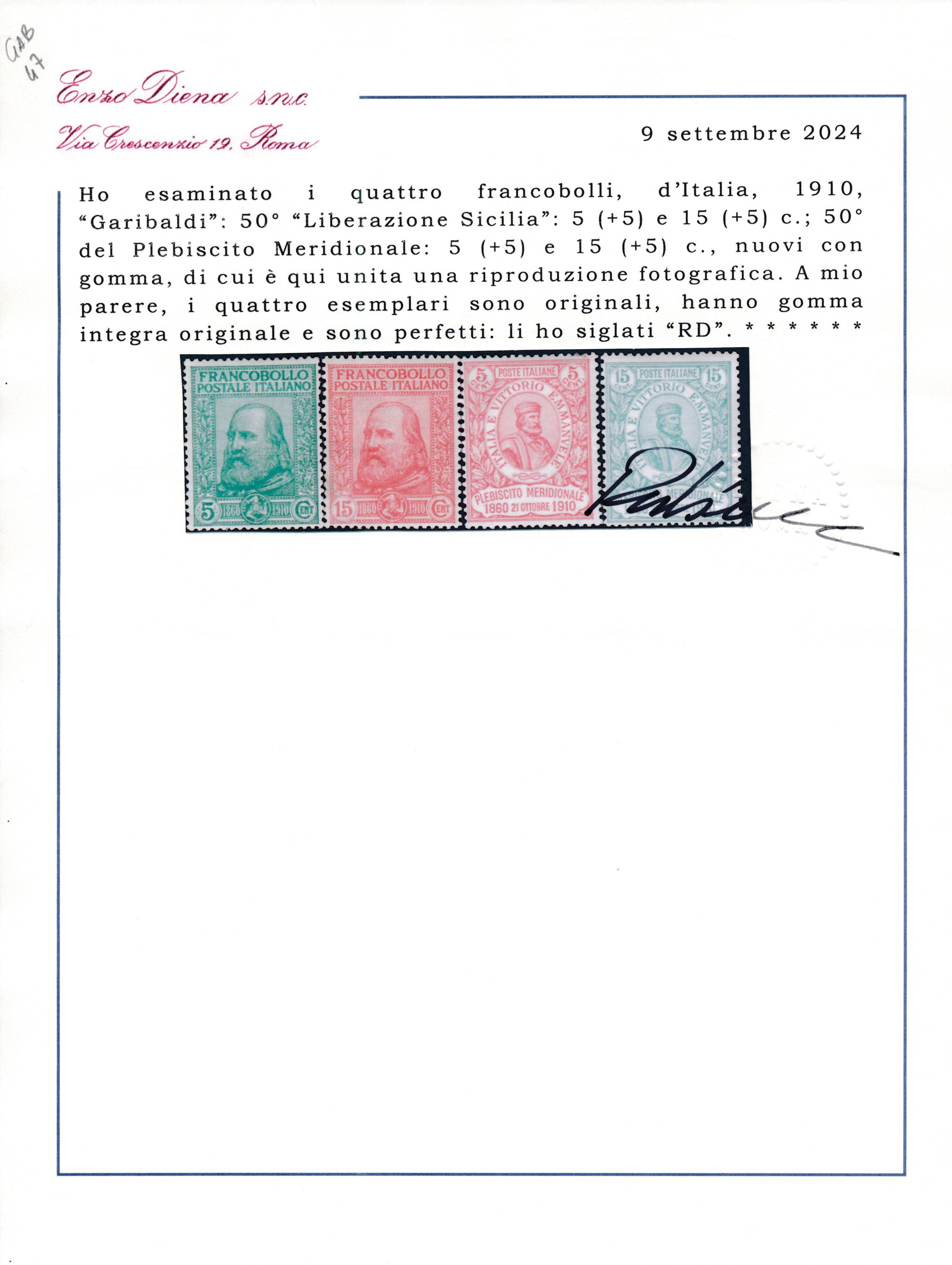 1910 – Regno D’italia – Centenario del Risorgimento in Sicilia e del Plebiscito Nell’italia Merid...