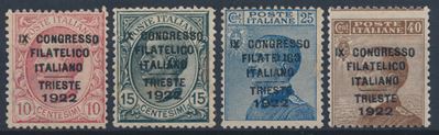 1922 – Regno D’italia – 9° Congresso Filatelico Italiana, Seria Completa, Gomma Integra (sass. S....