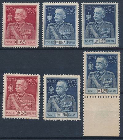 1925-26 – Regno D’italia – Giubileo del Re, le Due Serie Complete Dent. 13½ e 11, Gomma Integra (...