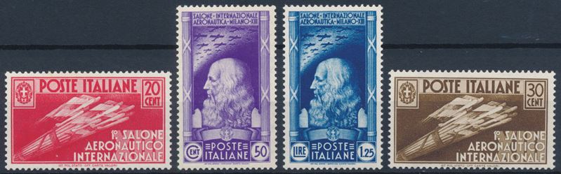 1935 – Regno d’Italia – 1° Salone Aeronautico internazionale – serie completa (Sass. S.81).  - Asta Filatelia e Storia Postale - Cambi Casa d'Aste