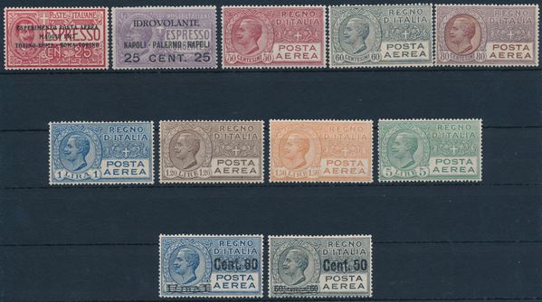 1917-27 – Regno d’Italia – Posta Aerea – Le prime quattro emissioni del Regno Sass. 1, 2, S.1500 e S.1501).