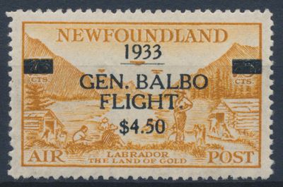 1933 – Terranova – Posta Aerea – Crociera Aerea del Generale Balbo – 4,50$ su 75 Cent. (yvert 18)...