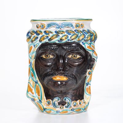 Vaso "testa di Moro". Sicilia, Caltagirone, XX Secolo.