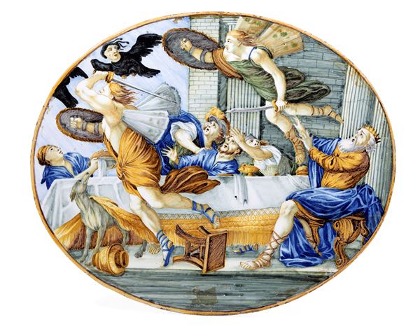 Targa con Banchetto di Fineo Castelli, Carmine Gentili, metà del XVIII secolo 