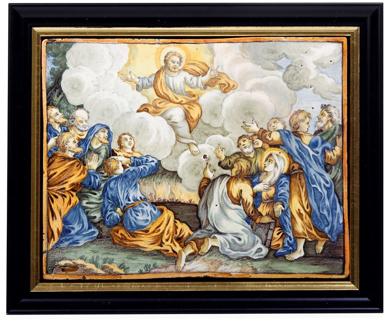 Targa con Ascensione Castelli, Bottega Gentili, seconda metà del XVIII secolo  - Auction Majolica and Porcelain - Cambi Casa d'Aste