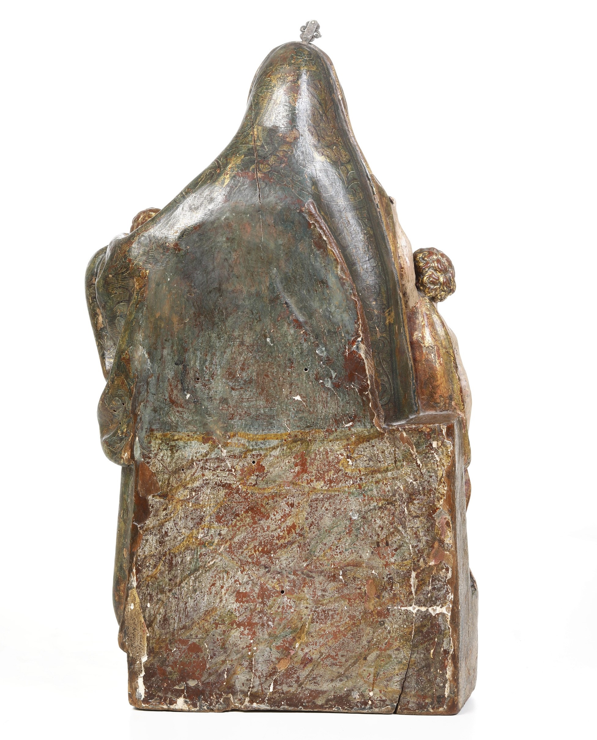 Scultore Spagnolo del XVI Secolo Madonna con Bambino e San Giovannino