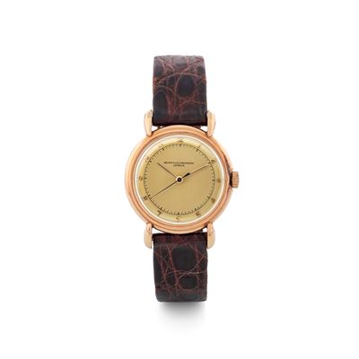 Patrimony "anse a Goccia" in Oro Rosa 18k, Fondello a Vite e Secondi Centrali, Circa 1940