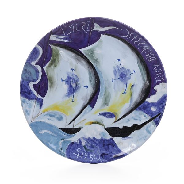 Piatto da parata per le Colombiadi del 1992. Giannetto Fieschi (1921-2010).