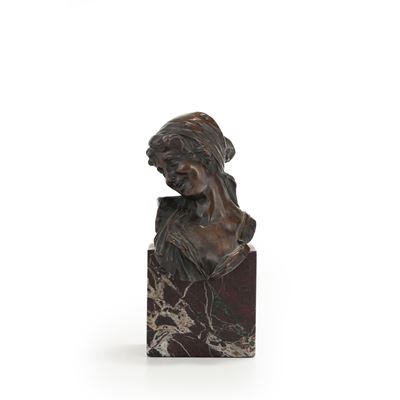 Testa femminile, bronzo fuso e patinato, XX secolo
