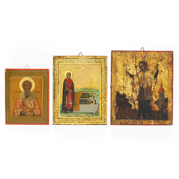 Lotto di tre icone. Russia XIX-XX secolo