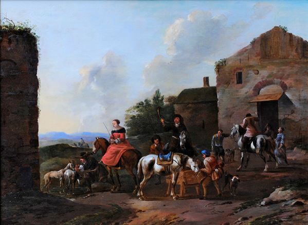 Veduta di villaggio con popolani