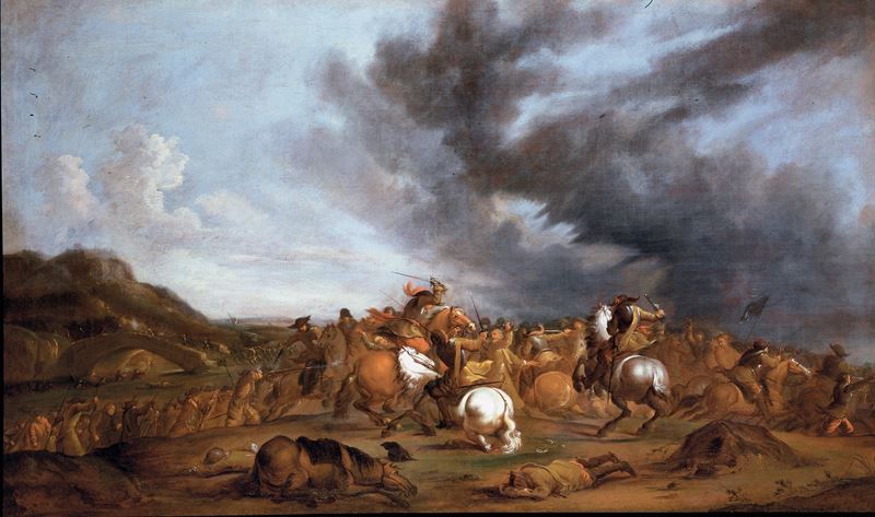 Georg Philipp Rugendas : Scontro di cavalleria  - olio su tela - Auction Old Masters - Cambi Casa d'Aste