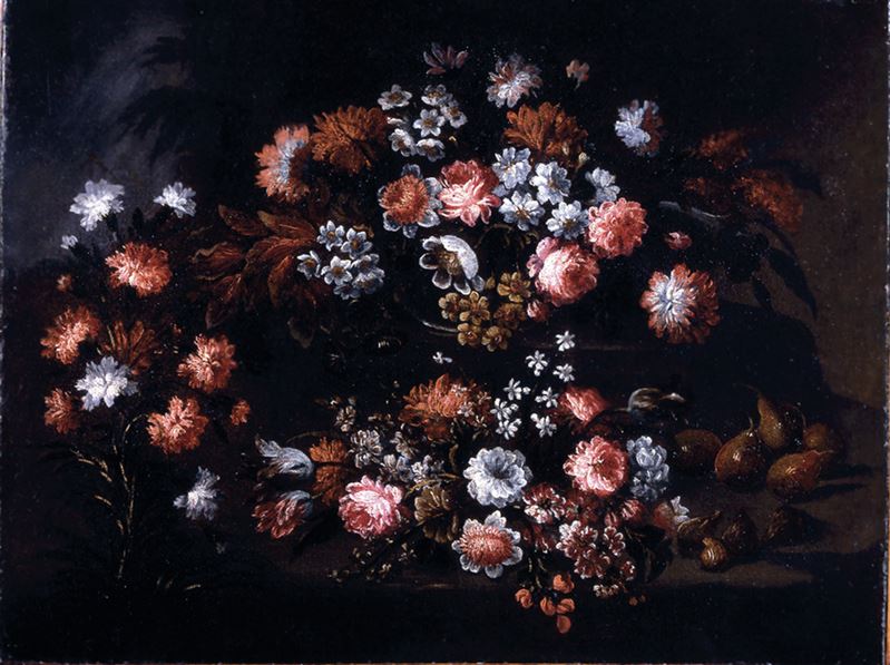 Felice Boselli : Natura morta di fiori all'aperto  - olio su tela - Asta Dipinti Antichi - Cambi Casa d'Aste