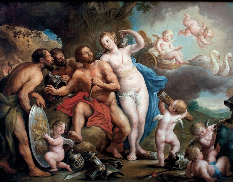 Franz Xaver Wagenschoen : Venere domanda le armi a Vulcano per Enea  - olio su tela - Asta Dipinti Antichi - Cambi Casa d'Aste