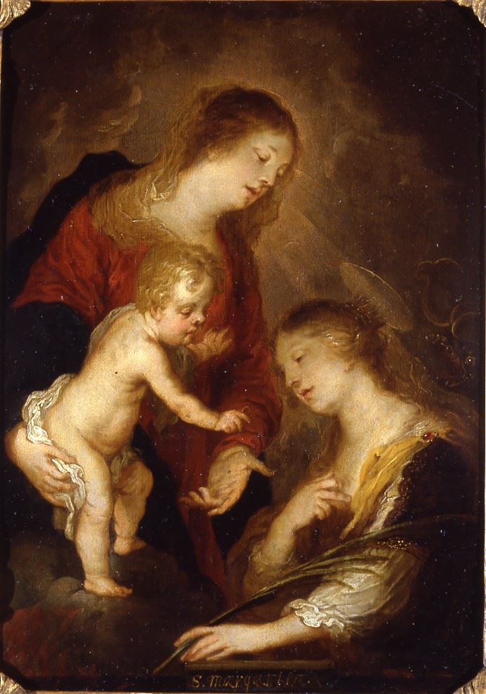 Theodor Van Thulden : Madonna col Bambino e S. Margherita  - olio su rame - Auction Old Masters - Cambi Casa d'Aste