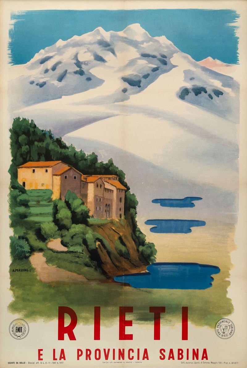 Arrigo Pezzini : Rieti e la provincia Sabina - ENIT  - Auction POP Culture and Vintage Posters - Cambi Casa d'Aste