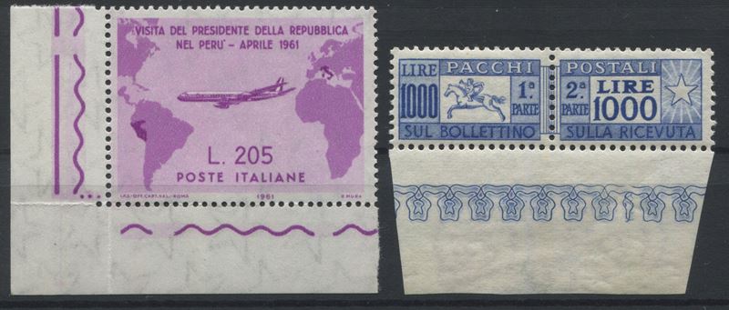 Repubblica italiana - Collezione dal 1945 al 1993 e dal 2007 al 2011 esemplari singoli gomma integra compreso “Gronchi rosa” adf e “Cavallino” bdf (qualche mancanza nei pacchi ruota) - Quartine gomma integra dal 1960 al 1974 (non serie Gronchi) - Molto interessante.  - Asta Filatelia e Storia Postale - Cambi Casa d'Aste