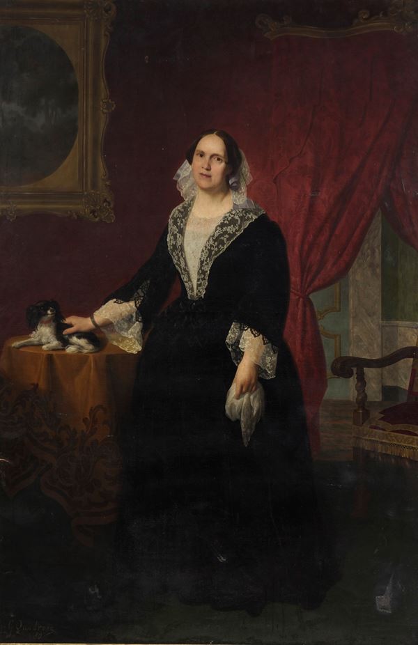 G. Quadrone, 1880 Ritratto femminile in un interno