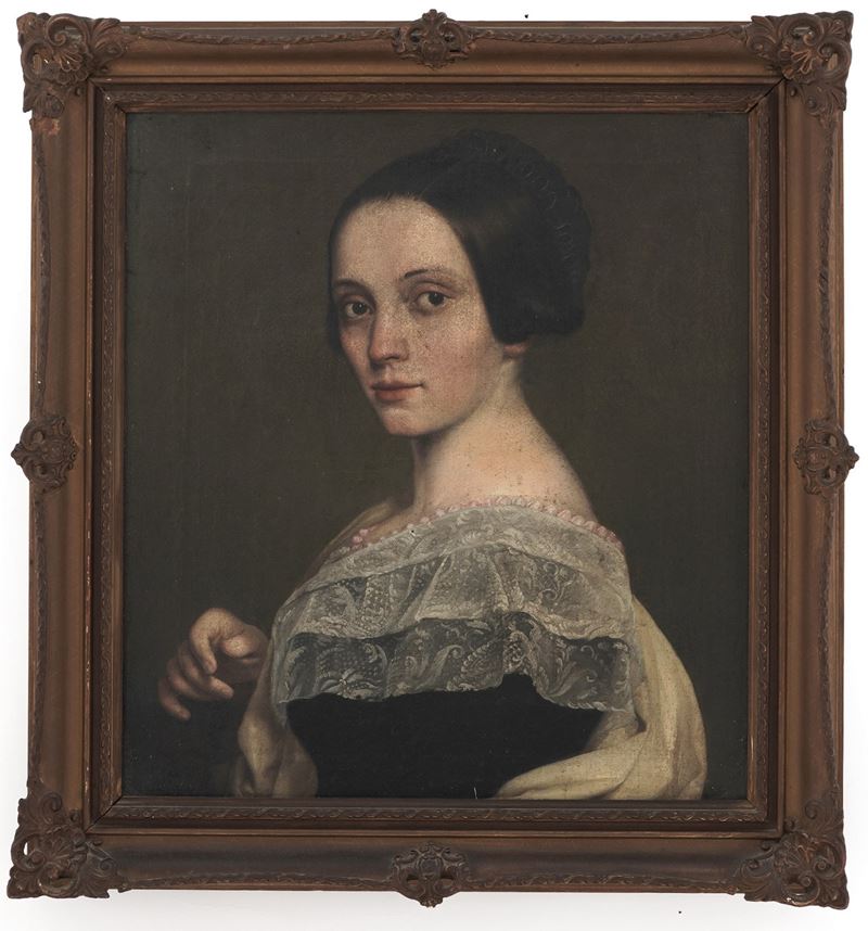 Scuola del XIX secolo Ritratto di gentildonna  - olio su tela - Auction Old Paintings - Cambi Casa d'Aste