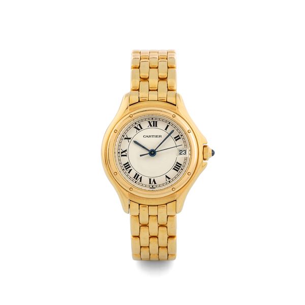 Cartier - Cougar Panthere in 18k yellow gold, grenè dial quartz movement, circa 2000